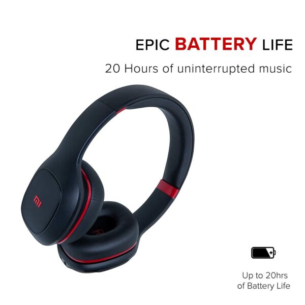 MI Super Bass Bluetooth Wireless On Ear Headphones with Mic (Black and Red)