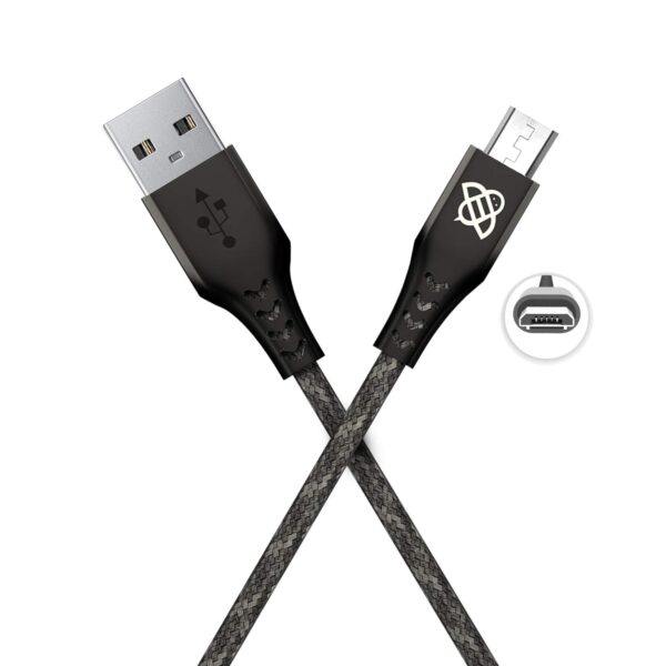 Flybot Bolt Rugged Polyester Braided Unbreakable Micro USB Fast Charging Cable (Black)