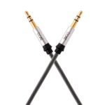 boAt Indestructible 3.5mm Male to Male Gold Plated Connectors, Metallic Aux Audio Cable, 1.5 Meter (Silver Metallic)