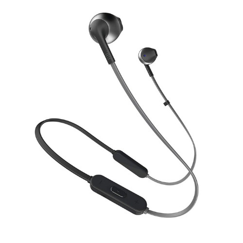 JBL T205BT Pure Bass Wireless Metal Earbud Headphones with Mic (Black)