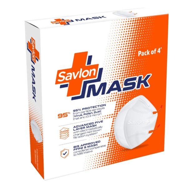 Savlon Mask - Pack of 4, Ear-loop model with Head-Band Converter Strip