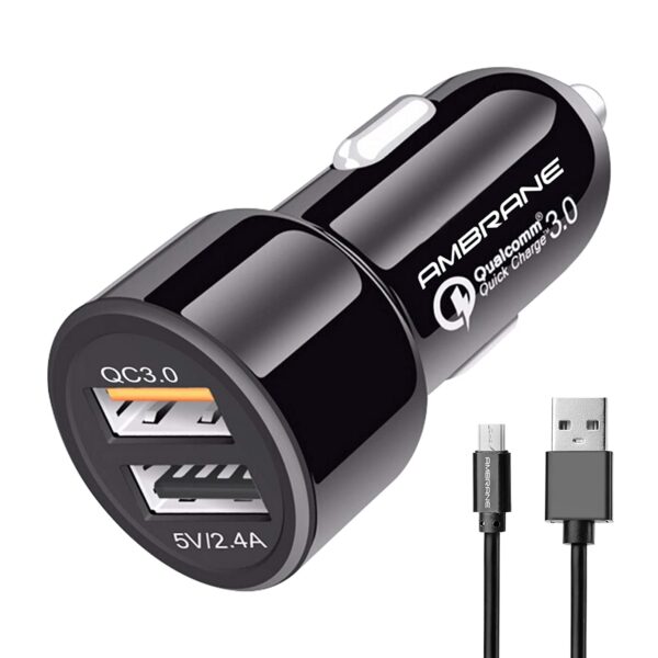 Ambrane 5.4A Dual USB Rapid Car Charger (Black)