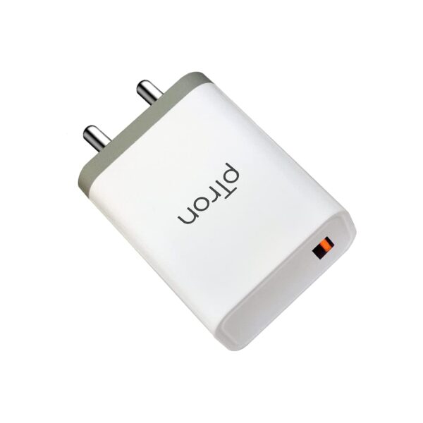 pTron Volta Elite QC3.0 18W USB Smart Charger (White & Grey)