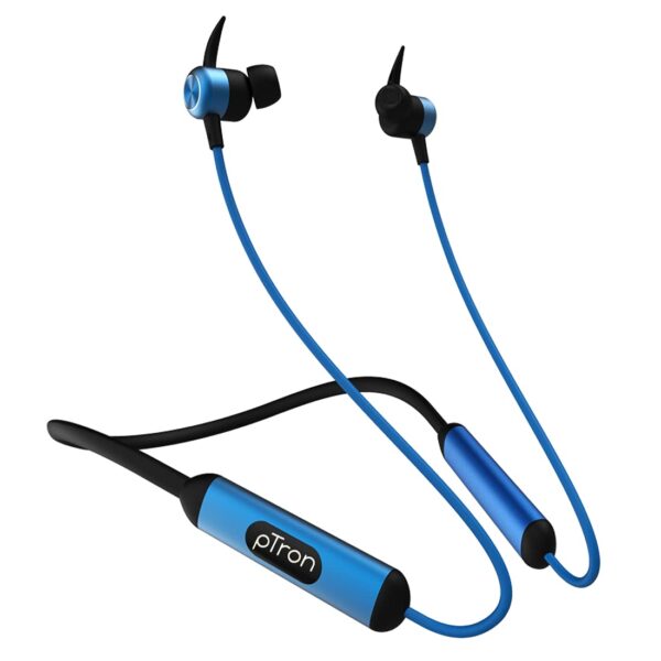 pTron Tangent Plus V2 Bluetooth 5.0 Wireless Headphones (Black & Blue)