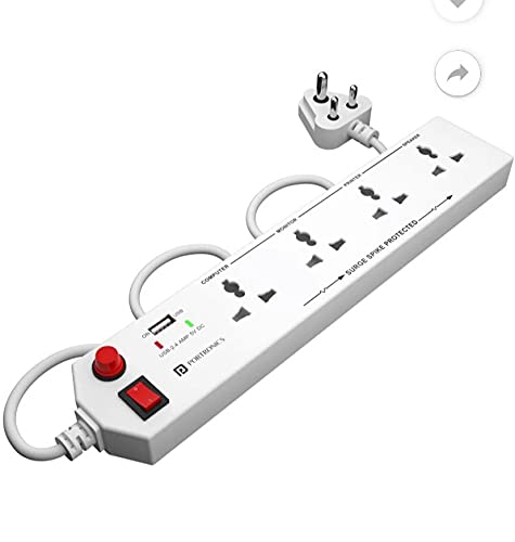 Portronics Power Plate 4 Extension Board with 1 USB (White)