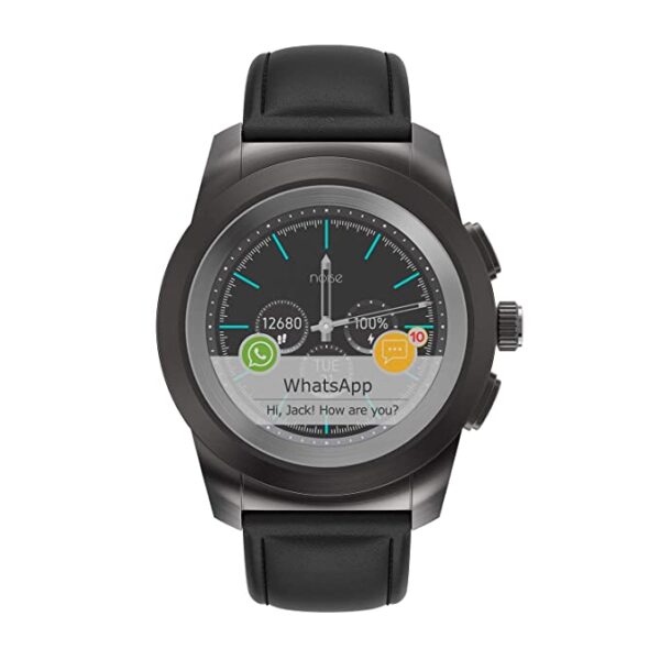 Noise NoiseFit Fusion Hybrid Smart Watch with Leather Strap (Classic Black)