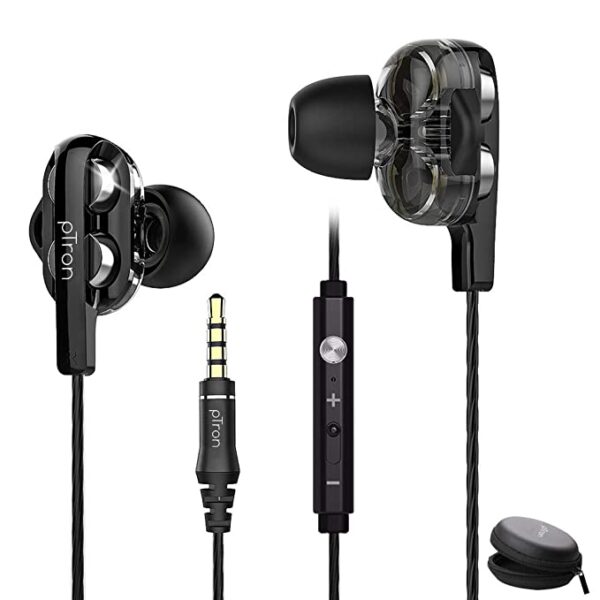PTron Boom Ultima Dual-Driver Wired Earphones (Black)