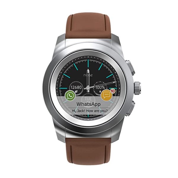Noise NoiseFit Fusion Hybrid Smart Watch with Leather Strap (Vintage Brown)