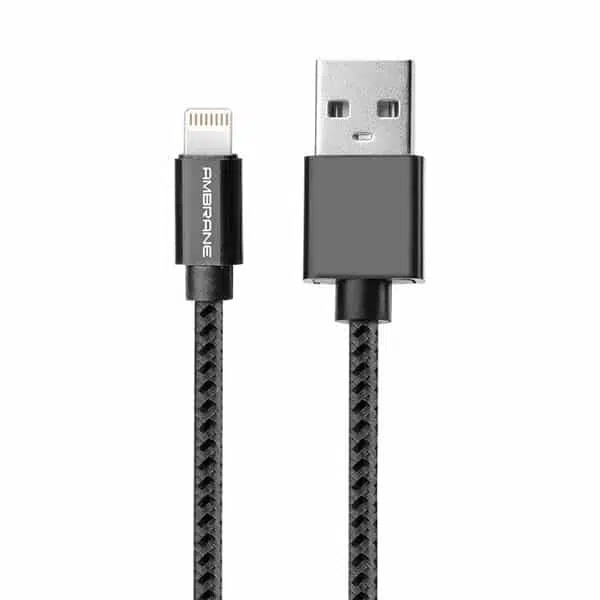 Ambrane BCL-15 IOS Lightning Braided Cable (Black)