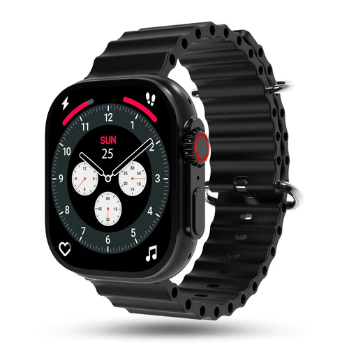 Pebble Crest 2.02 inch Infinite Display, BT Calling Smartwatch (Jet Black)