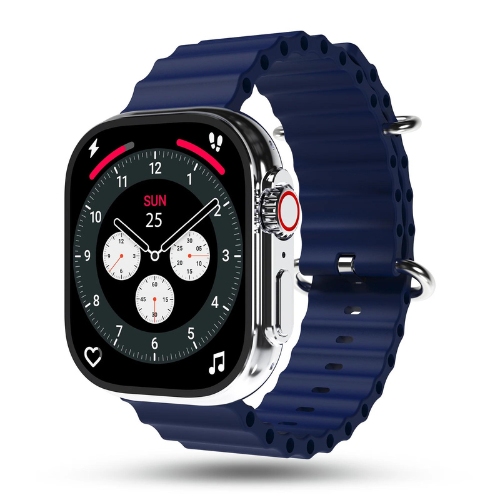 Pebble Crest 2.02 inch Infinite Display, BT Calling Smartwatch (Midnight Blue)